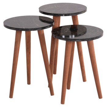 ΣΕΤ ΤΡΑΠΕΖΙ ΣΑΛΟΝΙΟΥ & 3 ΒΟΗΘ.ΤΡΑΠΕΖΙΑ ART MAISON HEWIT ΜΕΛΑΜΙΝΗ ΜΑΥΡΟ ΜΑΡΜΑΡΟ-ΚΑΡΥΔΙ ΠΟΔΙΑ