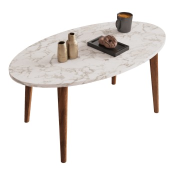 ΣΕΤ ΤΡΑΠΕΖΙ ΣΑΛΟΝΙΟΥ & 3 ΒΟΗΘ.ΤΡΑΠΕΖΙΑ ART MAISON HEWIT ΜΕΛΑΜΙΝΗ ΛΕΥΚΟ ΜΑΡΜΑΡΟ-ΚΑΡΥΔΙ ΠΟΔΙΑ