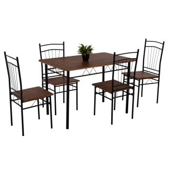 ΣΕΤ ΤΡΑΠΕΖΑΡΙΑΣ 5ΤΜΧ ART MAISON KOZE ΜΕΤΑΛΛΟ ΜΑΥΡΟ-MDF ΚΑΡΥΔΙ 110x60x74Yεκ.