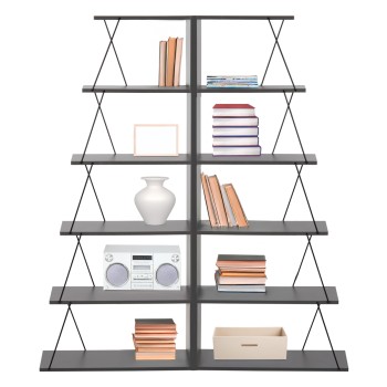 ΣΕΤ ΒΙΒΛΙΟΘΗΚΕΣ 2ΤΜΧ ART MAISON NOCTOWL ΜΕΛΑΜΙΝΗ ΓΚΡΙ-ΜΑΥΡΟ 65x24x146Υεκ.(x2)