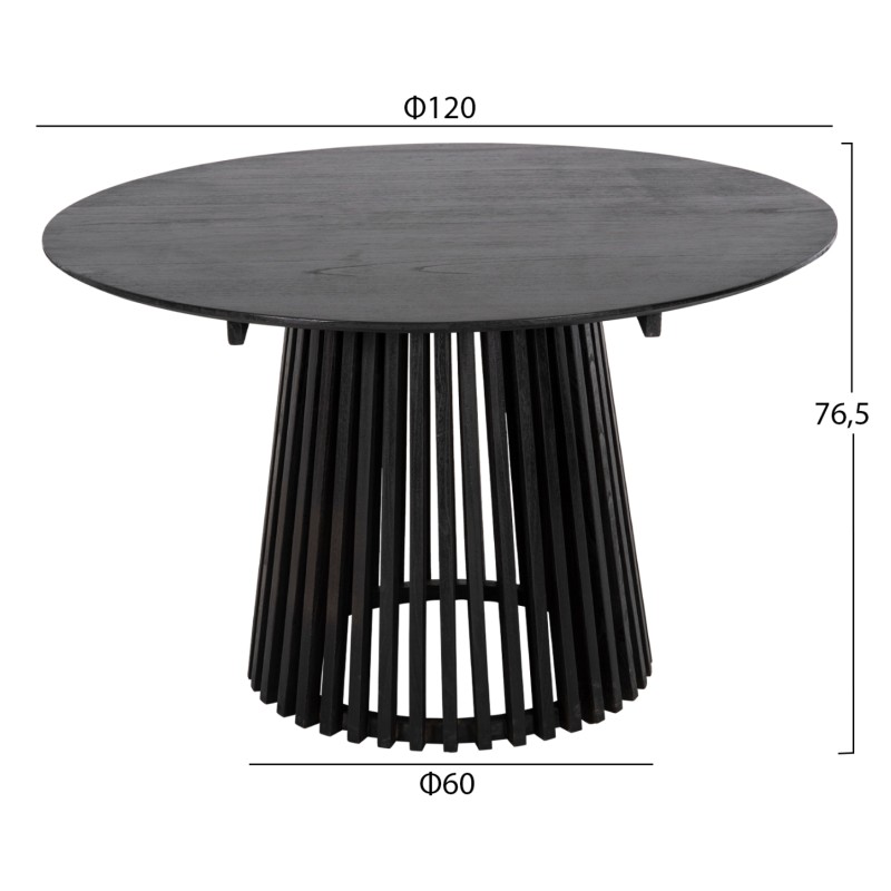 ΣΕΤ ΤΡΑΠΕΖΑΡΙΑΣ 5ΤΜΧ ART MAISON HERA ΣΤΡΟΓΓΥΛΟ ΤΡΑΠΕΖΙ Φ120εκ. & 4 ΚΑΡΕΚΛΕΣ-ΜΑΥΡΟ