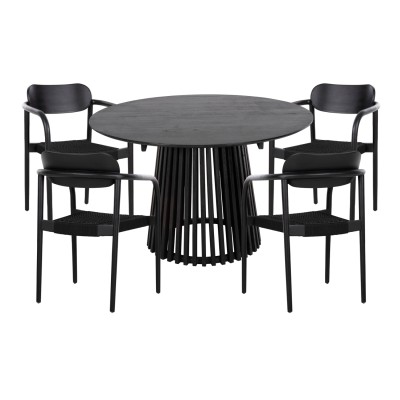 ΣΕΤ ΤΡΑΠΕΖΑΡΙΑΣ 5ΤΜΧ ART MAISON HERA ΣΤΡΟΓΓΥΛΟ ΤΡΑΠΕΖΙ Φ120εκ. & 4 ΚΑΡΕΚΛΕΣ-ΜΑΥΡΟ