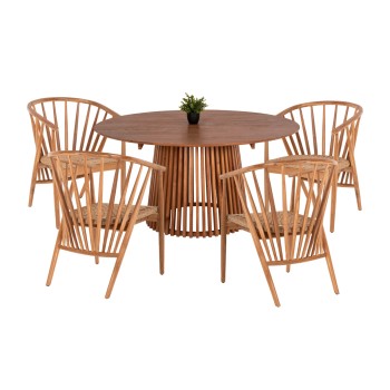 ΣΕΤ ΤΡΑΠΕΖΑΡΙΑΣ 5ΤΜΧ ART MAISON HEPPOKO ΣΤΡΟΓΓΥΛΟ ΤΡΑΠΕΖΙ Φ150εκ. & 4 ΚΑΡΕΚΛΕΣ