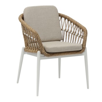ΠΟΛΥΘΡΟΝΑ ΑΛΟΥΜΙΝΙΟΥ ART MAISON DEBRA ΛΕΥΚΟ ΜΕ ΜΠΕΖ-P.E.RATTAN ΦΥΣΙΚΟ 60x65x78Υεκ