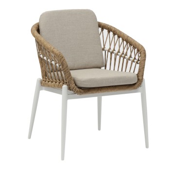ΠΟΛΥΘΡΟΝΑ ΑΛΟΥΜΙΝΙΟΥ ART MAISON DEBRA ΛΕΥΚΟ ΜΕ ΜΠΕΖ-P.E.RATTAN ΦΥΣΙΚΟ 60x65x78Υεκ