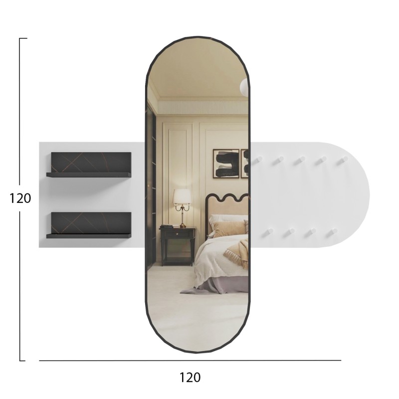 ΕΠΙΠΛΟ ΕΙΣΟΔΟΥ ΜΕ ΚΑΘΡΕΦΤΗ  ART MAISON RYOUSUKE ΛΕΥΚΗ ΜΕΛΑΜΙΝΗ-ΜΑΥΡΟ ΜΑΡΜΑΡΟ 125x40x120Yεκ.