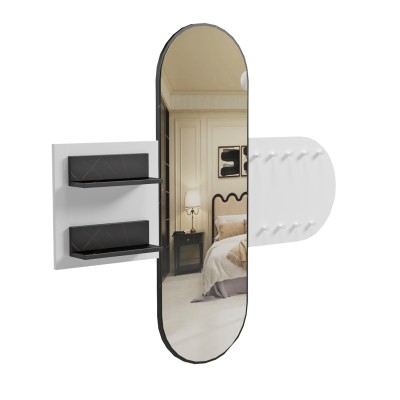 ΕΠΙΠΛΟ ΕΙΣΟΔΟΥ ΜΕ ΚΑΘΡΕΦΤΗ  ART MAISON RYOUSUKE ΛΕΥΚΗ ΜΕΛΑΜΙΝΗ-ΜΑΥΡΟ ΜΑΡΜΑΡΟ 125x40x120Yεκ.