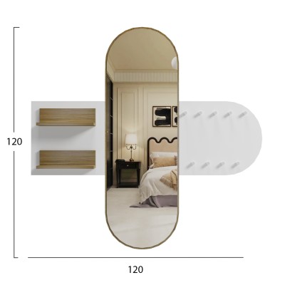 ΕΠΙΠΛΟ ΕΙΣΟΔΟΥ ΜΕ ΚΑΘΡΕΦΤΗ ART MAISON RYOUSUKE ΜΕΛΑΜΙΝΗ ΛΕΥΚΗ-SONAMA 125x40x120Yεκ.