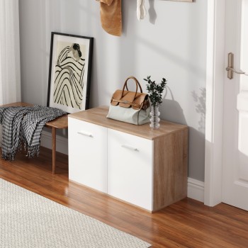 ΠΑΠΟΥΤΣΟΘΗΚΗ ART MAISON RIOLU ΜΕΛΑΜΙΝΗ ΣΕ ΣΟΝΑΜΑ-ΛΕΥΚΟ 80x35x46Υεκ.