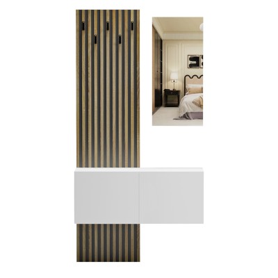 ΕΠΙΠΛΟ ΕΙΣΟΔΟΥ ΜΕ ΚΑΘΡΕΠΤΗ ART MAISON RYOICHI ΜΕΛΑΜΙΝΗ ΣΟΝΑΜΑ-ΛΕΥΚΟ 100x37.1x199.5Υεκ