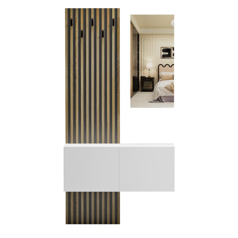 ΕΠΙΠΛΟ ΕΙΣΟΔΟΥ ΜΕ ΚΑΘΡΕΠΤΗ ART MAISON RYOICHI ΜΕΛΑΜΙΝΗ ΣΟΝΑΜΑ-ΛΕΥΚΟ 100x37.1x199.5Υεκ