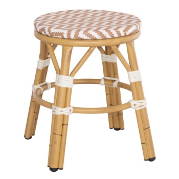 ΣΚΑΜΠΟ ΑΛΟΥΜΙΝΙΟΥ ART MAISON MADRIPOOR BAMBOO LOOK-TEXTILENE ΛΕΥΚΟ-ΚΑΦΕ Φ36x46Υεκ.