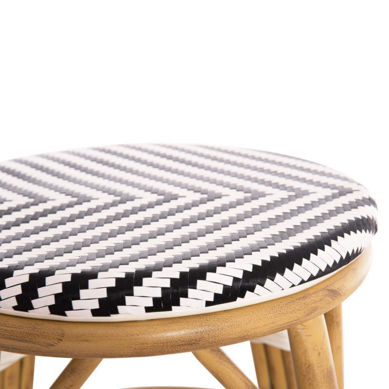 ΣΚΑΜΠΟ ΑΛΟΥΜΙΝΙΟΥ ART MAISON MADRIPOOR BAMBOO LOOK-TEXTILENE ΛΕΥΚΟ-ΜΑΥΡΟ Φ36x46Υεκ.