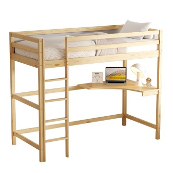 ΠΑΙΔΙΚΟ ΚΡΕΒΑΤΙ ΚΟΥΚΕΤΑ ΜΕ ΓΡΑΦΕΙΟ ART MAISON LOUDRED ΞΥΛΟ ΠΕΥΚΟΥ ΦΥΣΙΚΟ-ΣΤΡΩΜΑ 90x190εκ