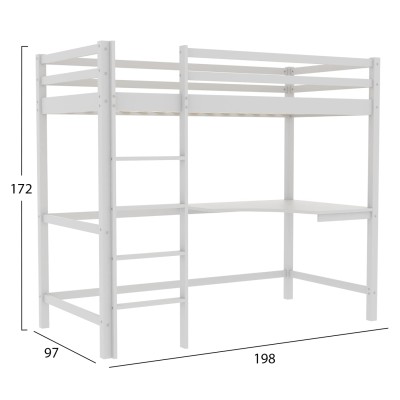 ΠΑΙΔΙΚΟ ΚΡΕΒΑΤΙ ΚΟΥΚΕΤΑ ΜΕ ΓΡΑΦΕΙΟ ART MAISON LOUDRED ΞΥΛΟ ΠΕΥΚΟΥ ΛΕΥΚΟ-ΣΤΡΩΜΑ 90x190εκ