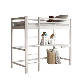 ΠΑΙΔΙΚΟ ΚΡΕΒΑΤΙ ΚΟΥΚΕΤΑ ΜΕ ΓΡΑΦΕΙΟ ART MAISON LOUDRED ΞΥΛΟ ΠΕΥΚΟΥ ΛΕΥΚΟ-ΣΤΡΩΜΑ 90x190εκ