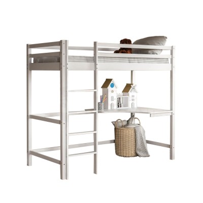 ΠΑΙΔΙΚΟ ΚΡΕΒΑΤΙ ΚΟΥΚΕΤΑ ΜΕ ΓΡΑΦΕΙΟ ART MAISON LOUDRED ΞΥΛΟ ΠΕΥΚΟΥ ΛΕΥΚΟ-ΣΤΡΩΜΑ 90x190εκ