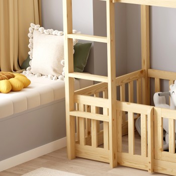 ΠΑΙΔΙΚΗ ΚΟΥΚΕΤΑ ΜΕ ΠΑΡΚΑΚΙ ART MAISON LOMBRE ΞΥΛΟ ΠΕΥΚΟΥ ΦΥΣΙΚΟ ΓΙΑ 190x90εκ