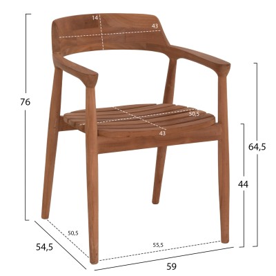 ΠΟΛΥΘΡΟΝΑ ΕΞΩΤΕΡΙΚΟΥ ΧΩΡΟΥ ART MAISON ACE ΞΥΛΟ TEAK-ΦΥΣΙΚΟ ΧΡΩΜΑ 55x53x78Υεκ.