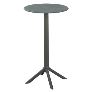 ΤΡΑΠΕΖΙ ΜΠΑΡ ΣΤΡΟΓΓΥΛΟ ART MAISON BRADLEY ΠΟΛΥΠΡΟΠΥΛΕΝΙΟ DARK OLIVE GREEN Φ61x107Υεκ.