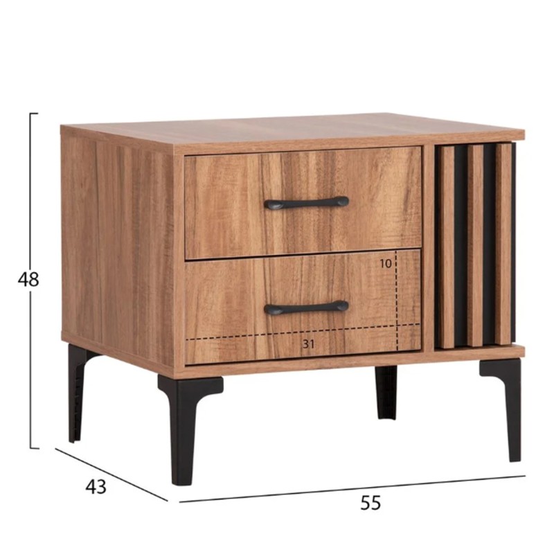 ΣΕΤ ΚΡΕΒΑΤΟΚΑΜΑΡΑΣ 4ΤΜΧ ART MAISON PRIMEAPE ΜΕΛΑΜΙΝΗ ΣΕ ΦΥΣΙΚΟ ΞΥΛΟΥ & ΜΑΥΡΟ ΧΡΩΜΑ