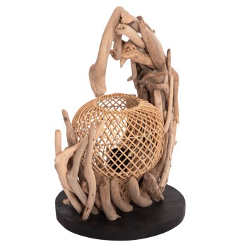 ΕΠΙΤΡΑΠΕΖΙΟ ΔΙΑΚΟΣΜΗΤΙΚΟ ΦΩΤΙΣΤΙΚΟ ART MAISON SHANNA DRIFTWOOD--RATTAN 30x30x49Υεκ.