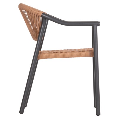 ΠΟΛΥΘΡΟΝΑ ART MAISON DAGGER ΑΛΟΥΜΙΝΙΟ ΣΚΟΥΡΟ ΓΚΡΙ--ΜΠΕΖ ΣΥΝΘΕΤΙΚΟ RATTAN 54x58,5x76Υεκ