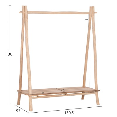 ΕΠΙΠΛΟ ΕΙΣΟΔΟΥ ART MAISON RINA ΚΛΑΔΙΑ ΞΥΛΟΥ TEAK-ΦΥΣΙΚΟ 130,5x53x130Υεκ.