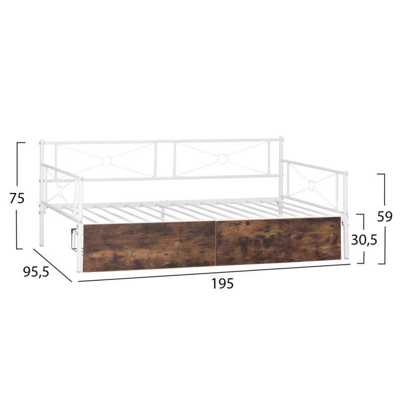 ΚΡΕΒΑΤΙ-ΚΑΝΑΠΕΣ Art Maison Marty ΛΕΥΚΟΣ ΜΕΤΑΛ.ΣΚΕΛΕΤΟΣ & ΣΥΡΤΑΡΙΑ- ΓΙΑ 190x90εκ.