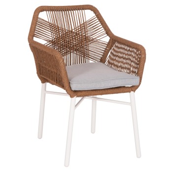 ΠΟΛΥΘΡΟΝΑ ART MAISON CYPHER ΑΛΟΥΜΙΝΙΟ ΛΕΥΚΟ-P.E. RATTAN ΜΠΕΖ 59x63x81Υεκ