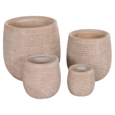 ΣΕΤ 4ΤΜΧ ΓΛΑΣΤΡΕΣ ΣΤΡΟΓΓΥΛΕΣ ART MAISON PHALANX FIBERCLAY--IVORY CEMENT Φ56x54.5Υεκ