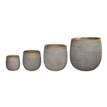 ΣΕΤ 4ΤΜΧ ΓΛΑΣΤΡΕΣ ΣΤΡΟΓΓΥΛΕΣ ART MAISON PHALANX FIBERCLAY--IVORY CEMENT Φ56x54.5Υεκ