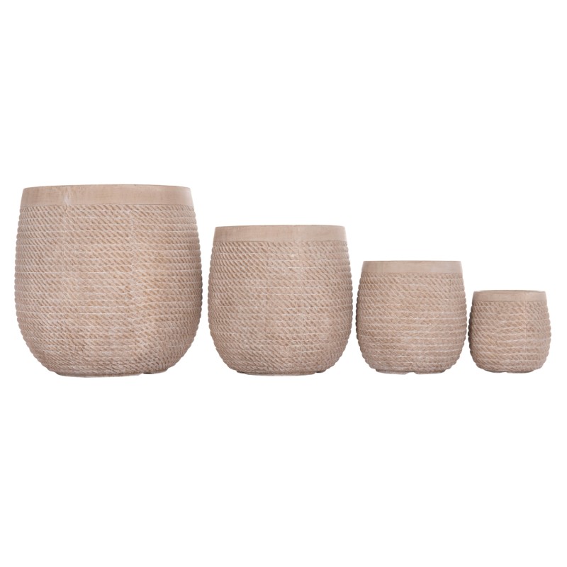 ΣΕΤ 4ΤΜΧ ΓΛΑΣΤΡΕΣ ΣΤΡΟΓΓΥΛΕΣ ART MAISON PHALANX FIBERCLAY--IVORY CEMENT Φ56x54.5Υεκ
