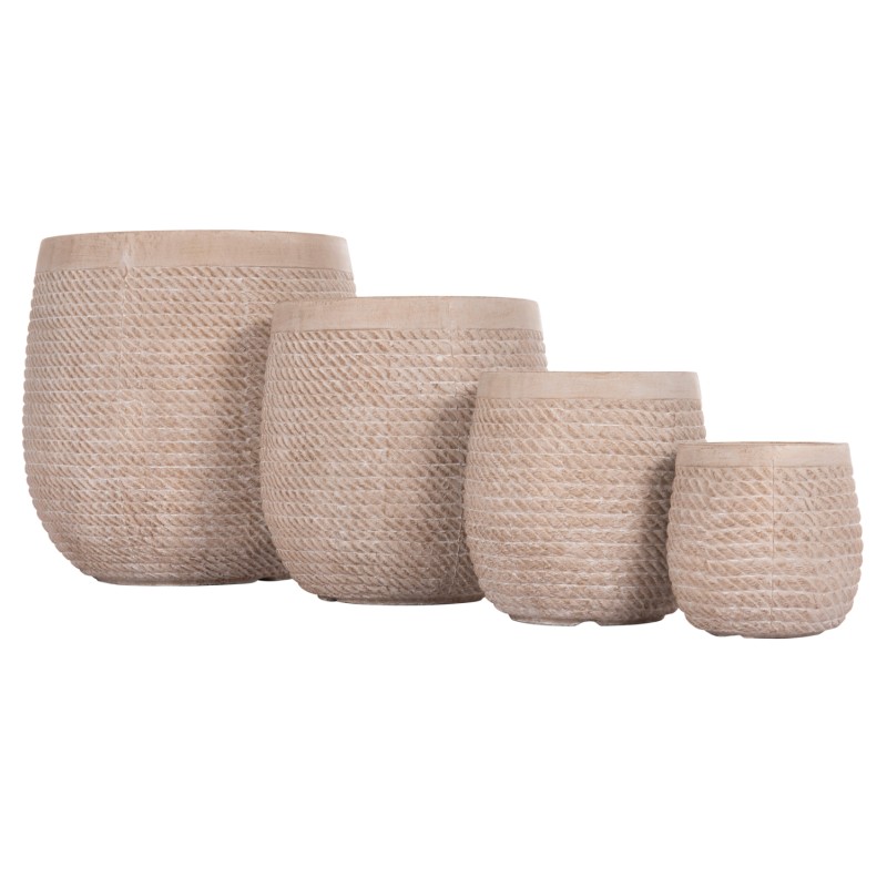 ΣΕΤ 4ΤΜΧ ΓΛΑΣΤΡΕΣ ΣΤΡΟΓΓΥΛΕΣ ART MAISON PHALANX FIBERCLAY--IVORY CEMENT Φ56x54.5Υεκ