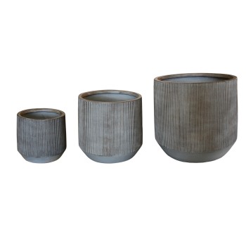 ΣΕΤ 3ΤΜΧ ΓΛΑΣΤΡΕΣ ΣΤΡΟΓΓΥΛΕΣ ΣΕΙΡΑ ART MAISON PHALANX FIBERCLAY-ΧΡΩΜΑ CEMENT Φ59x55Υεκ