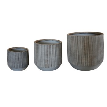 ΣΕΤ 3ΤΜΧ ΓΛΑΣΤΡΕΣ ΣΤΡΟΓΓΥΛΕΣ ΣΕΙΡΑ ART MAISON PHALANX FIBERCLAY-ΧΡΩΜΑ CEMENT Φ59x55Υεκ