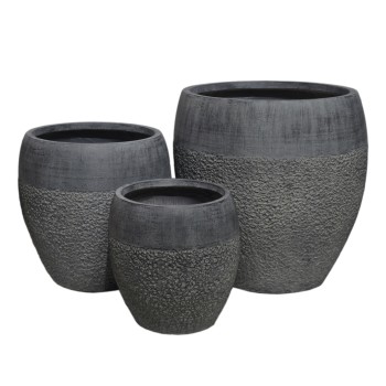 ΣΕΤ 3ΤΜΧ ΓΛΑΣΤΡΕΣ ΣΕΙΡΑ ART MAISON PHALANX FIBERCLAY-ΣΕ ΣΚΟΥΡΟ CEMENT ΧΡΩΜΑ Φ55x54Υεκ