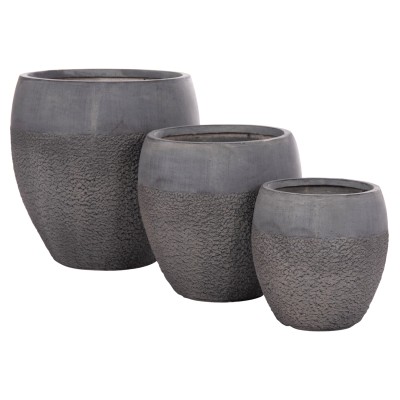 ΣΕΤ 3ΤΜΧ ΓΛΑΣΤΡΕΣ ΣΕΙΡΑ ART MAISON PHALANX FIBERCLAY-ΣΕ ΣΚΟΥΡΟ CEMENT ΧΡΩΜΑ Φ55x54Υεκ