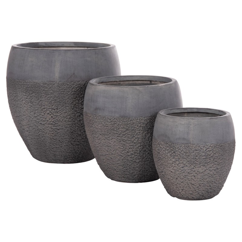 ΣΕΤ 3ΤΜΧ ΓΛΑΣΤΡΕΣ ΣΕΙΡΑ ART MAISON PHALANX FIBERCLAY-ΣΕ ΣΚΟΥΡΟ CEMENT ΧΡΩΜΑ Φ55x54Υεκ