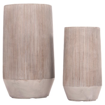 ΣΕΤ 2ΤΜΧ ΓΛΑΣΤΡΕΣ ΚΥΛΙΝΔΡΟΙ ΣΕΙΡΑ ART MAISON PHALANX FIBERCLAY-ΧΡΩΜΑ CEMENT Φ36x63.5Υεκ