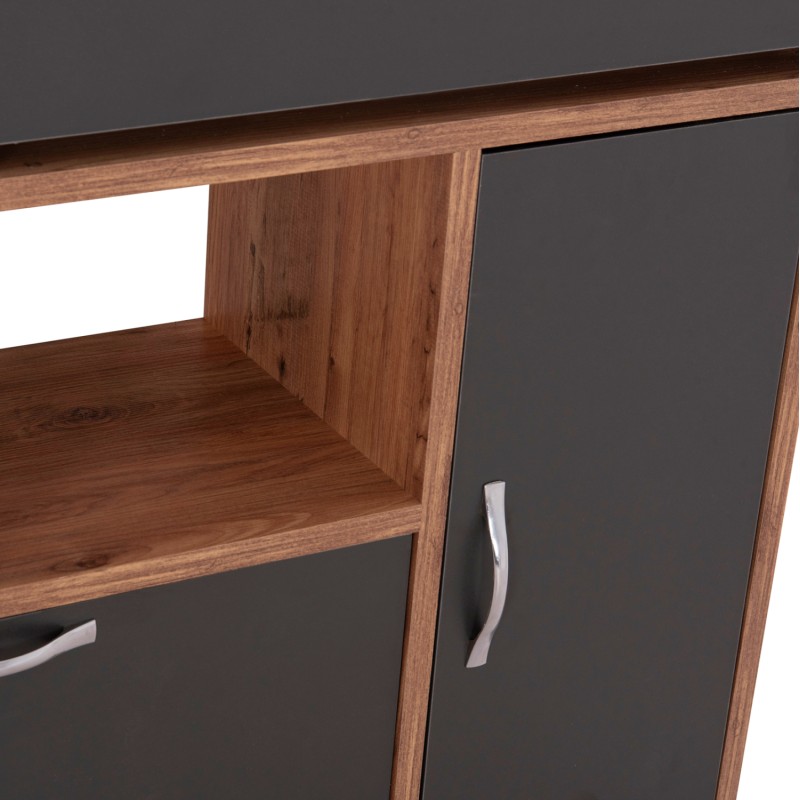 ΠΑΠΟΥΤΣΟΘΗΚΗ ART MAISON TERAPAGOS ΜΕΛΑΜΙΝΗ ΣΕ ΦΥΣΙΚΟ & ΑΝΘΡΑΚΙ-ΜΑΥΡΑ ΠΟΔΙΑ 85x30x108.5Υεκ