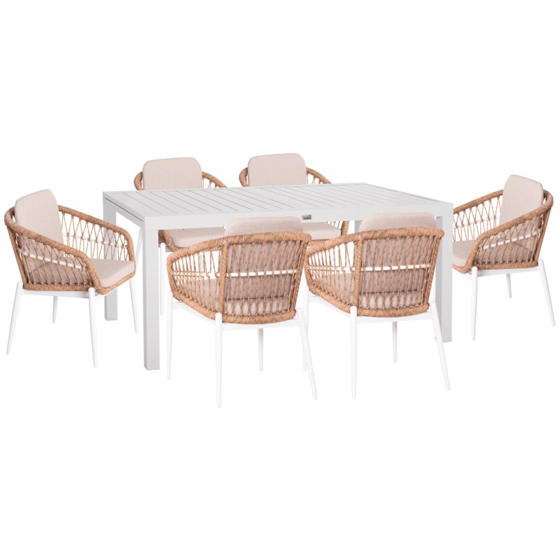 ΣΕΤ ΤΡΑΠΕΖΑΡΙΑΣ ΕΞ.ΧΩΡΟΥ 7ΤΜΧ ART MAISON BRAIXEN ΛΕΥΚΟ ΑΛΟΥΜΙΝΙΟ--P.E.RATTAN