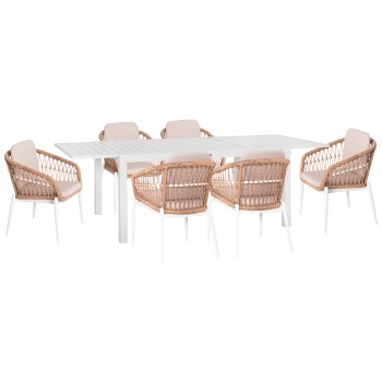 ΣΕΤ ΤΡΑΠΕΖΑΡΙΑΣ ΕΞ.ΧΩΡΟΥ 7ΤΜΧ ART MAISON BRAIXEN ΛΕΥΚΟ ΑΛΟΥΜΙΝΙΟ--P.E.RATTAN