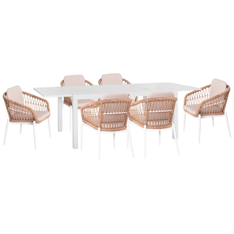 ΣΕΤ ΤΡΑΠΕΖΑΡΙΑΣ ΕΞ.ΧΩΡΟΥ 7ΤΜΧ ART MAISON BRAIXEN ΛΕΥΚΟ ΑΛΟΥΜΙΝΙΟ--P.E.RATTAN