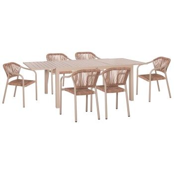 ΣΕΤ ΤΡΑΠΕΖΑΡΙΑΣ ΕΞ.ΧΩΡΟΥ 7ΤΜΧ ART MAISON BRAVIARI ΜΟΚΑ ΑΛΟΥΜΙΝΙΟ--P.E.RATTAN