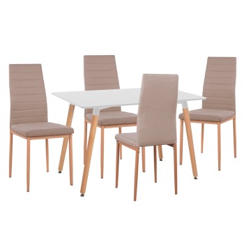 ΣΕΤ ΤΡΑΠΕΖΑΡΙΑΣ 5ΤΜΧ ART MAISON HAMMOND ΛΕΥΚΟ MDF-ΜΠΕΖ ΥΦΑΣΜΑ