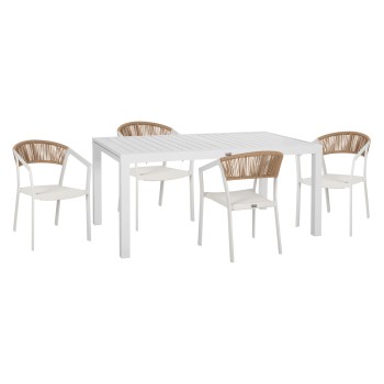 ΣΕΤ ΤΡΑΠΕΖΑΡΙΑΣ ΕΞ.ΧΩΡΟΥ 5ΤΜΧ ART MAISON BRAVIARY ΛΕΥΚΟ ΑΛΟΥΜΙΝΙΟ-P.E.RATTAN-TEXTILENE