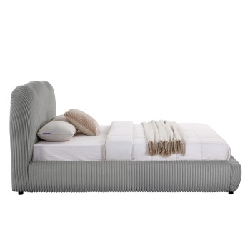 ΚΡΕΒΑΤΙ ΔΙΠΛΟ ΜΕ ΑΠΟΘ.ΧΩΡΟ ART MAISON PINSIR ΓΚΡΙ FEAUX FUR ΥΦΑΣΜΑ--ΣΤΡΩΜΑ 160x200εκ