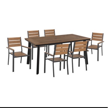 ΣΕΤ ΤΡΑΠΕΖΑΡΙΑΣ ART MAISON HANZO ΤΡΑΠΕΖΙ & 6 ΠΟΛΥΘΡΟΝΕΣ-ΑΛΟΥΜΙΝΙΟ & POLYWOOD-ΑΝΘΡΑΚΙ