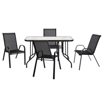 ΣΕΤ ΤΡΑΠΕΖΑΡΙΑΣ 5ΤΜΧ ART MAISON BINACLE ΜΕΤΑΛΛΙΚO ΜΕ 4 ΚΑΡΕΚΛΕΣ & ΤΡΑΠΕΖΙ 110x60 ΜΑΥΡΟ